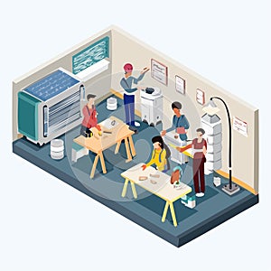 Students Collaborating in an Engineering Makerspace