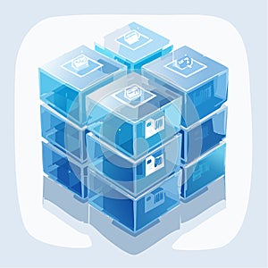 Blockchain Technology Data Cube Concept