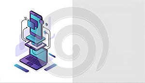 Multi-Device Data Synchronization Flow Isometric Illustration