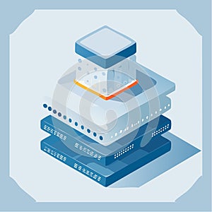 Isometric Server Stack for Data Technology