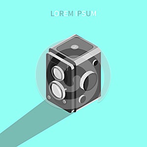 Isometric illustration of a medium format camera