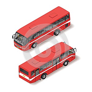 Isometric illustration of red bus.