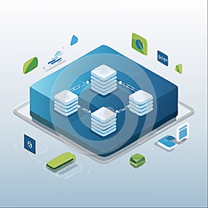 Isometric Blockchain Network Technology Illustration