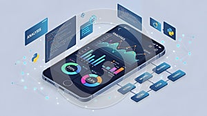 Mobile Data Analytics and Software Development Isometric Concept
