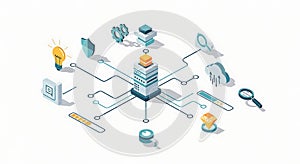 Data Network Connectivity Technology Icons Server, Cloud, Security, Idea