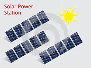 Isometric illustration of a solar power station