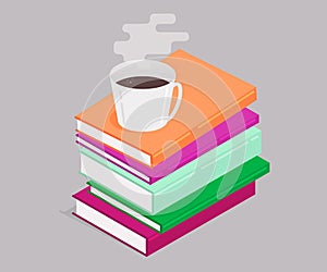 The isometric illustration of a stack of books