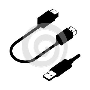 Isometric illustration of usb cable connectors