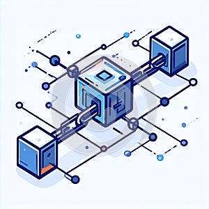 Isometric Blockchain Network Technology Concept