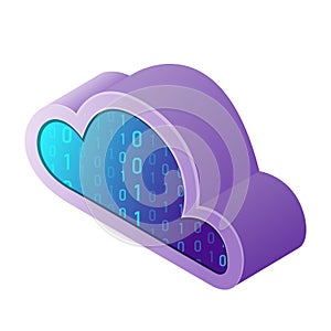 Isometric illustration web computer technology symbol web cloud