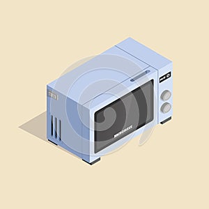 Isometric image of a domestic modern microwave.