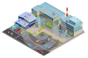 Isometric Image Of Factory Composition