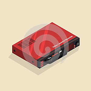 Isometric image of an old retro video cassette recorder. VCR.