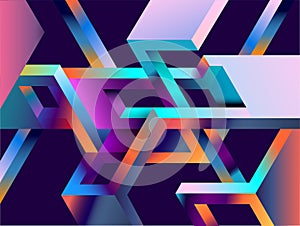 Isometric impossible colorful shapes.