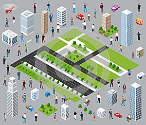 Isometric individual way of life communication 3D illustration outline