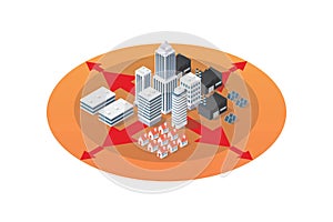 Isometric industrial district cityscape urbanization