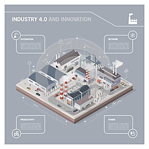 Isometric industrial park infographic