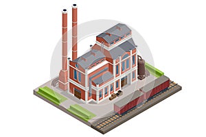 Isometric Industrial plant, factory. Vintage building. Old beer factory or Old manufactory photo