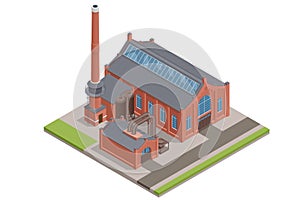 Isometric Industrial plant, factory. Vintage building. Old beer factory or Old manufactory photo