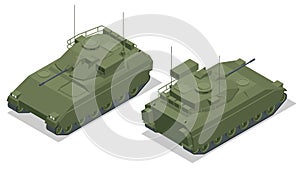 Isometric Infantry fighting vehicle. BMP, class of armored combat vehicles. American infantry fighting vehicle that is a photo