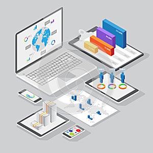 Isometric infographics design elements
