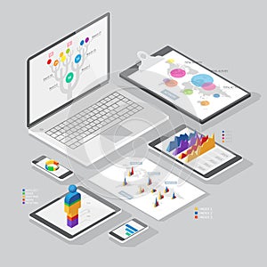Isometric infographics design elements