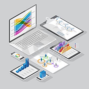 Isometric infographics design elements