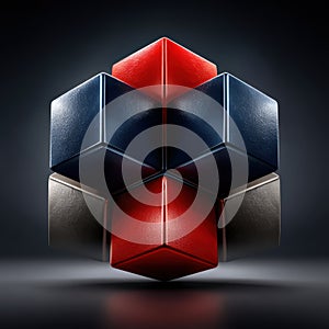 Isometric interlocking cubes with polished lacquer, modular connection logo for tech ecosystems vari