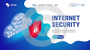 Isometric internet security landing