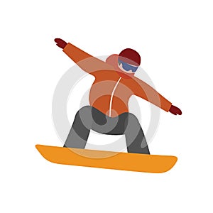 Isometric isolated vector man snowboarder. Urban style and hot tricks in park. Snowboarding, winter sport. Olimpic games