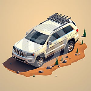 Isometric Jeep Grand Cherokee In Adventurecore Style