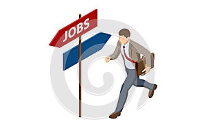 Isometric job search, CV, hiring and recruitment. Job interview, recruitment agency Personal Data Information App
