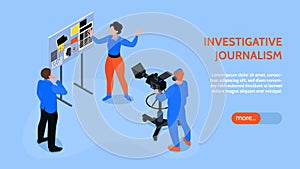 Isometric Journalist Horizontal Banner