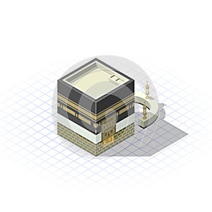 Isometric Kaaba The Muslim Sacred Mosque in The Holy City of Mecca