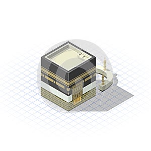 Isometric Kaaba The Muslim Sacred Mosque in The Holy City of Mecca photo