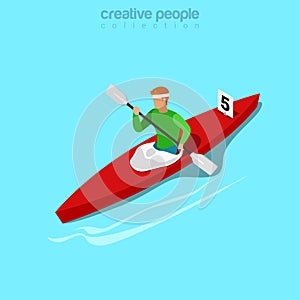 Isometric kayaker rowing sports Flat 3d isometry w