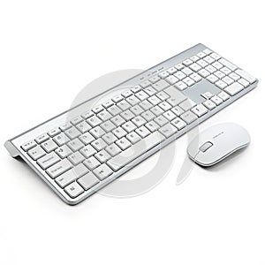 Isometric keyboard with mouse support isolated on white background