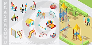 Isometric Kids Playground Elements Composition