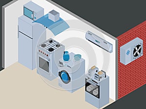 Isometric Kitchen Appliances