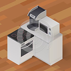 Isometric kitchen stuff illustration