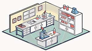 Isometric Kitchen or Workspace Interior, vector design Generative AI