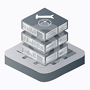 Isometric Knowledge Base Server Stack Icon