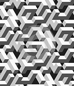 Seamless isometric labyrynth. Abstract vector pattern