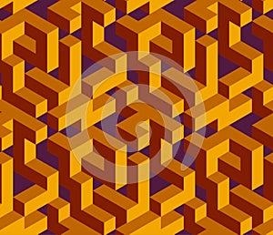 Seamless isometric labyrynth. Abstract vector pattern