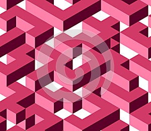 Seamless isometric labyrynth. Abstract vector pattern