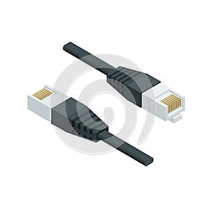 Isometric LAN cable network internet icon vector data cable