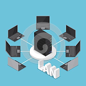 Isometric LAN network diagram