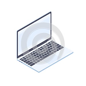 Isometric laptop isolated on white background.