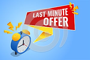 Isometric Last Minute Offer. Sale timer tag. Countdown Clock Promo. Flash Sales