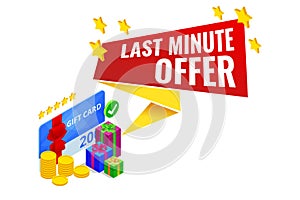 Isometric Last Minute Offer. Sale timer tag. Countdown Clock Promo. Flash Sales